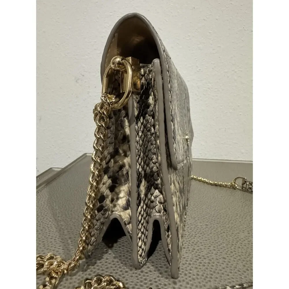 Tory Burch Python Snakeskin Print Leather flap crossbody or hand bag